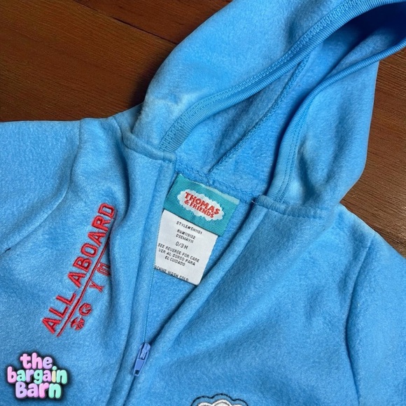 Thomas the Train Vintage Y2K Fleece Hooded Footed Sleeper Pajama Outfit (0/3M) - Picture 3 of 5